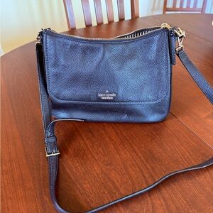 kate spade Black Pebbled Leather Crossbody with Gold Hardware